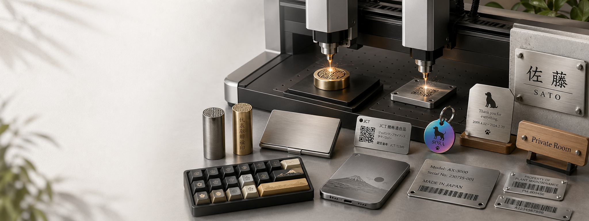 工業用銘板やバーコード付きの金属プレート