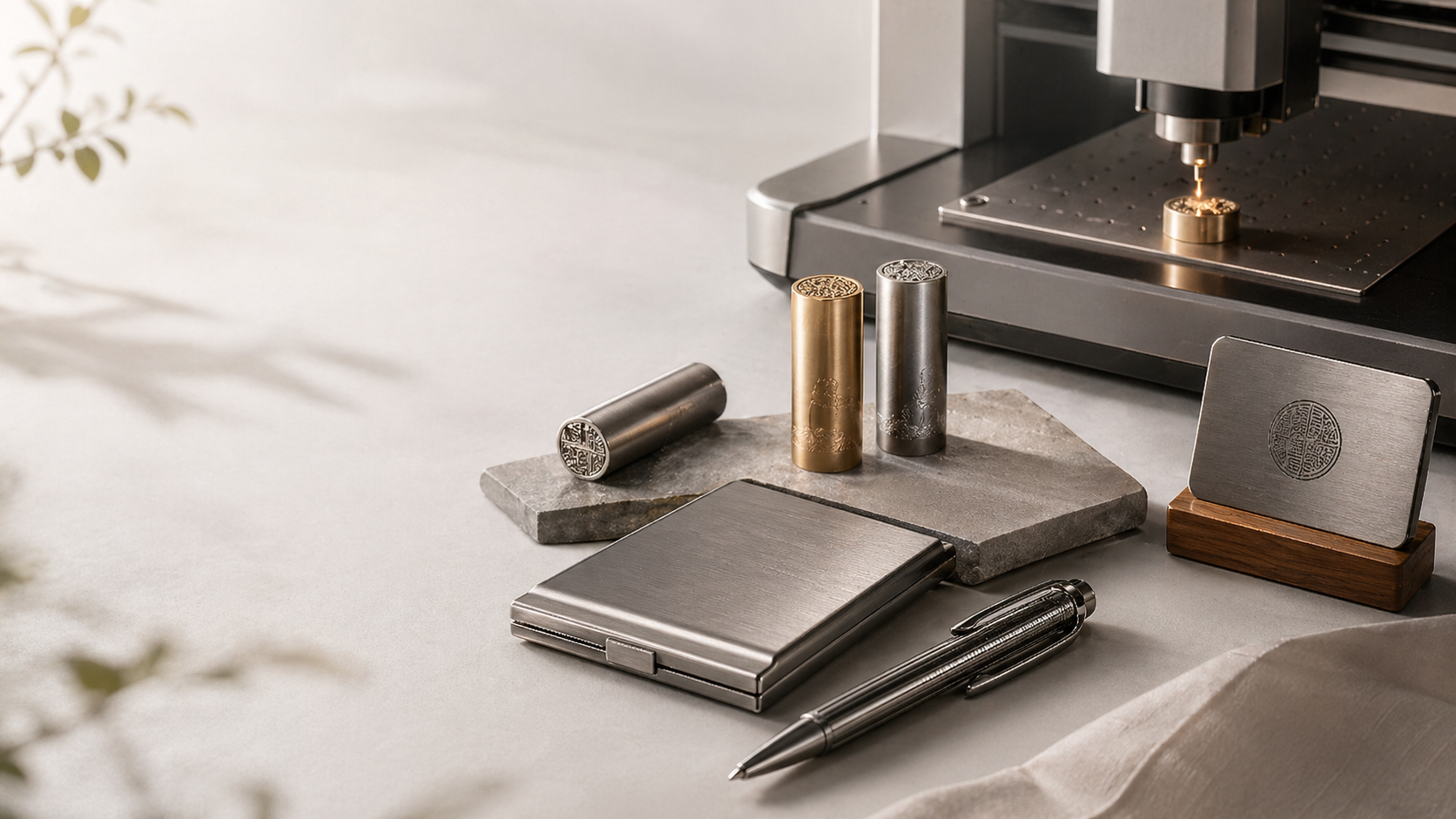 高級印章と名刺ケース、ペンなどのビジネスギフト