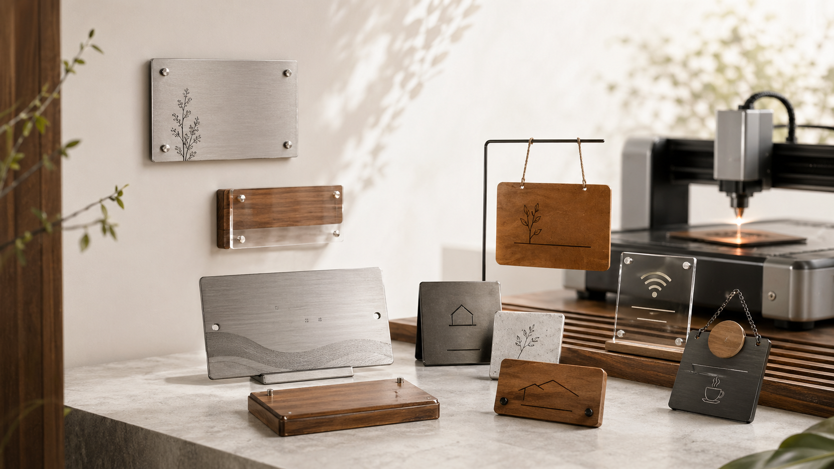 表札、店内サイン、Wi-Fi案内などのサイン制作例